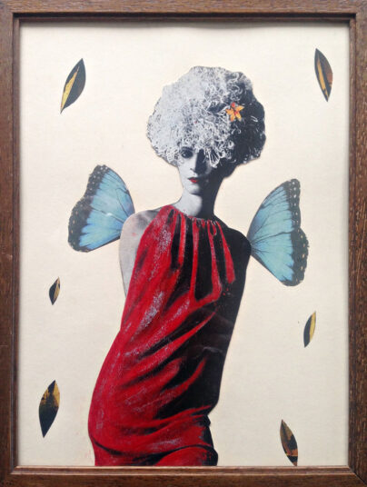 Uta K. Kalthoff, Herbstfeen, 2021 Collage, koloriert auf Papier, 25 × 19 cm, 160,– EUR m.R.