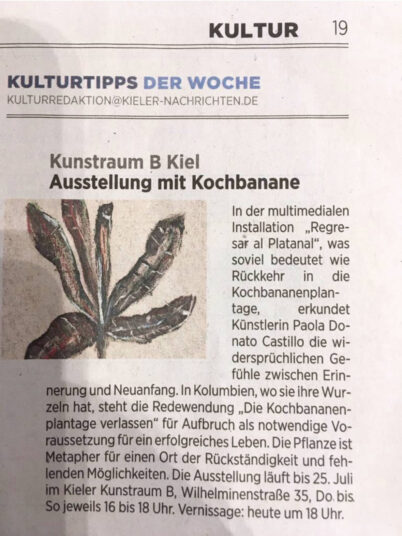 Kulturtipp der Woche in den Kieler Nachrichten