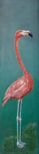 Heino Karschewski, Flamingo, 10 × 40 cm, Öl auf Leinwand, € 240,–