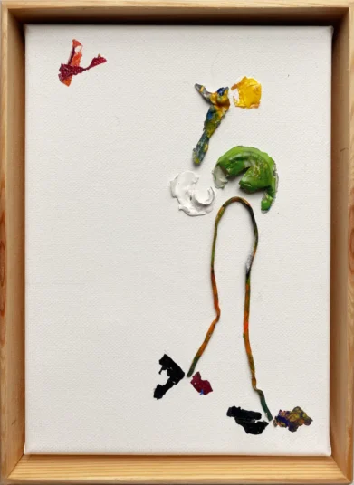 »2 Vögel«, Monika-Maria Dotzer, Farbhaut auf Leinwand, 16 × 22 cm, 150,– €
